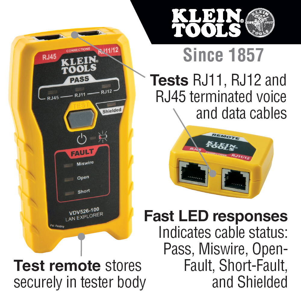 Klein Tools VDV526-100 Network LAN Cable Tester, VDV Tester