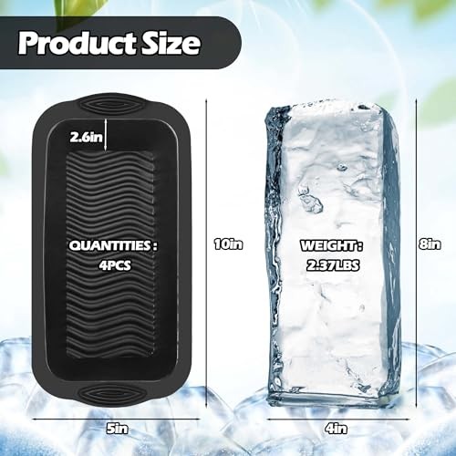 Extra Large Ice Block Mold,4 Pack 9.4lbs Ice Cubes for Cold Black-4 pack
