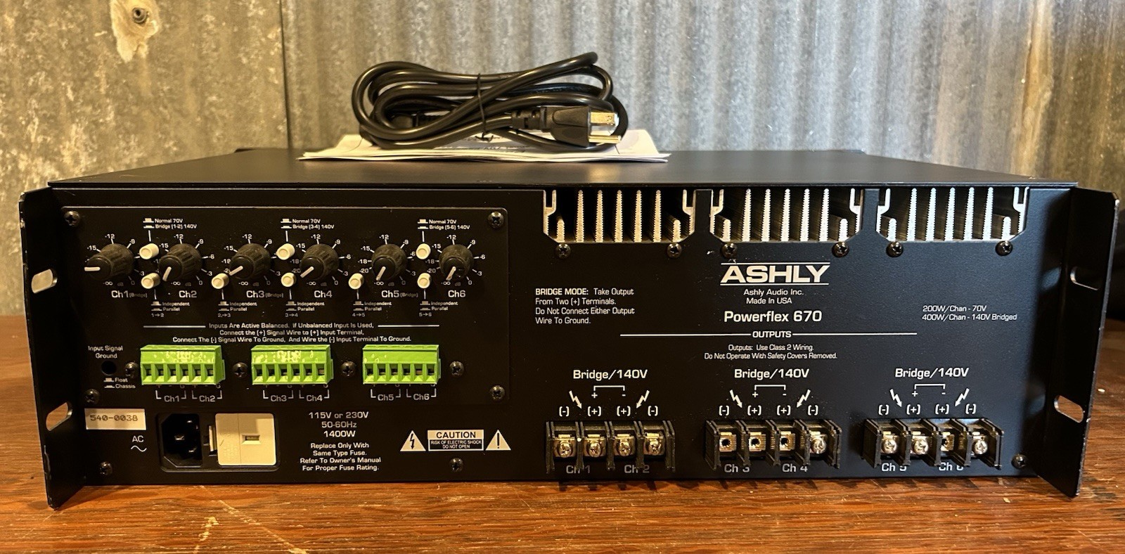 ASHLY Powerflex 670 6-channel 70v Audio Amplifier