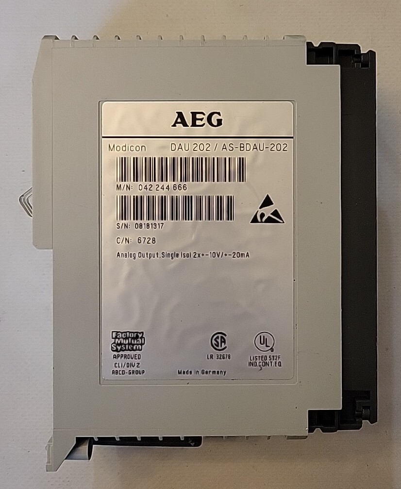 AEG Modicon DAU 202 / AS-BDAU-202 Analog Output, Single Isol 2x +-10V +-20mA