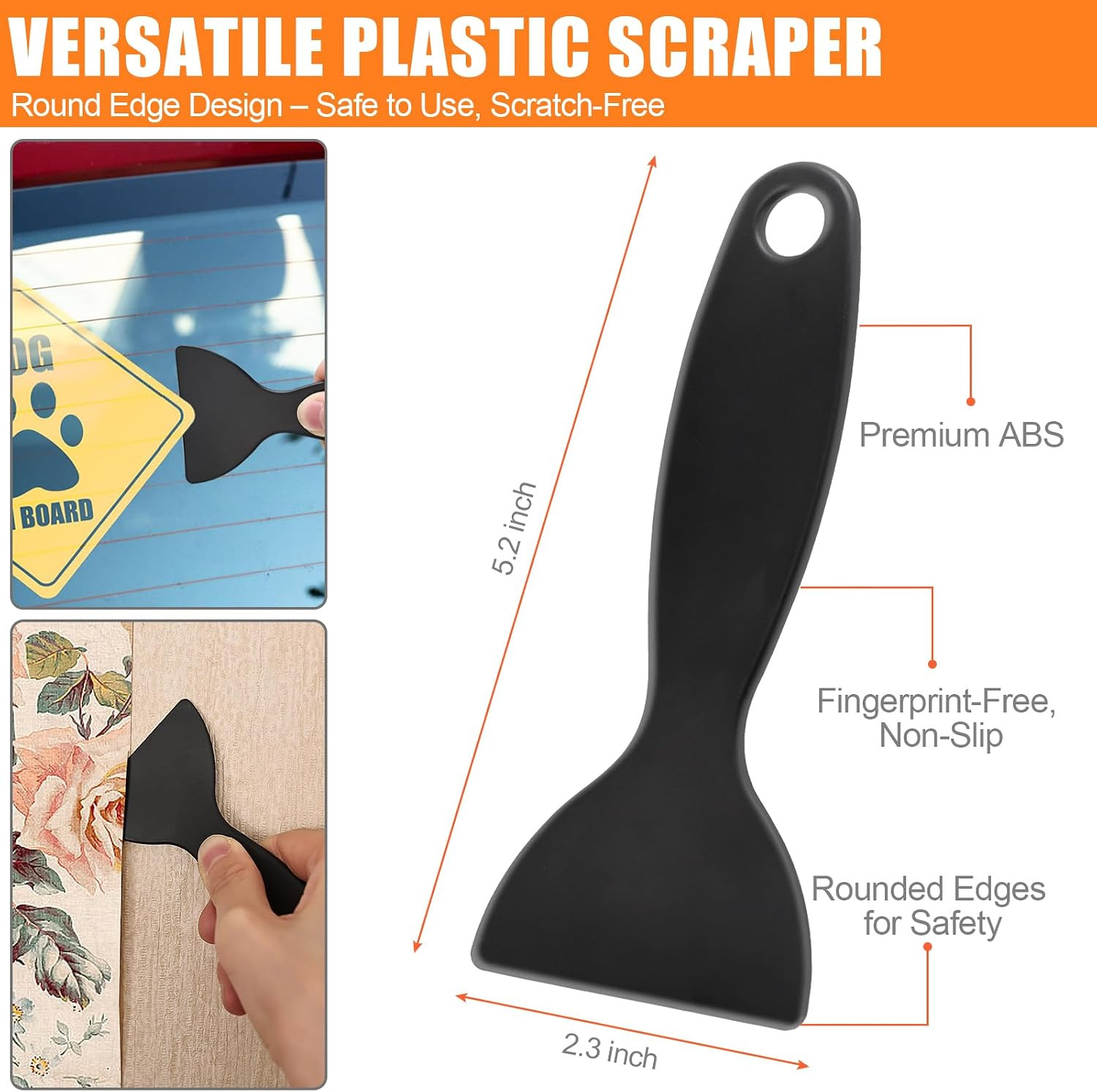 4 Pack Razor Blade Scraper, Premium Cleaning Scraper Tool with 50 PCS Metal & Pl
