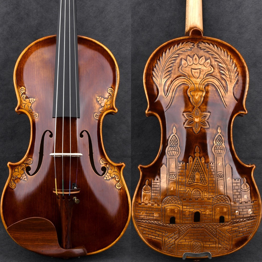 Master Antique Guarneri Style Carved Castle Violin 4/4 European Wood Power A30+
