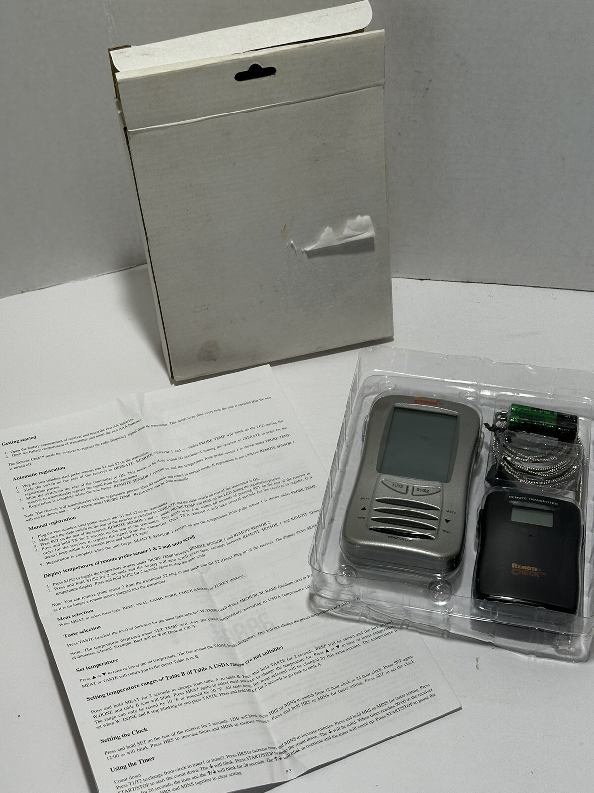 Remote Check By Maverick Wireless Thermometer Timer Transmitter Receiver Set