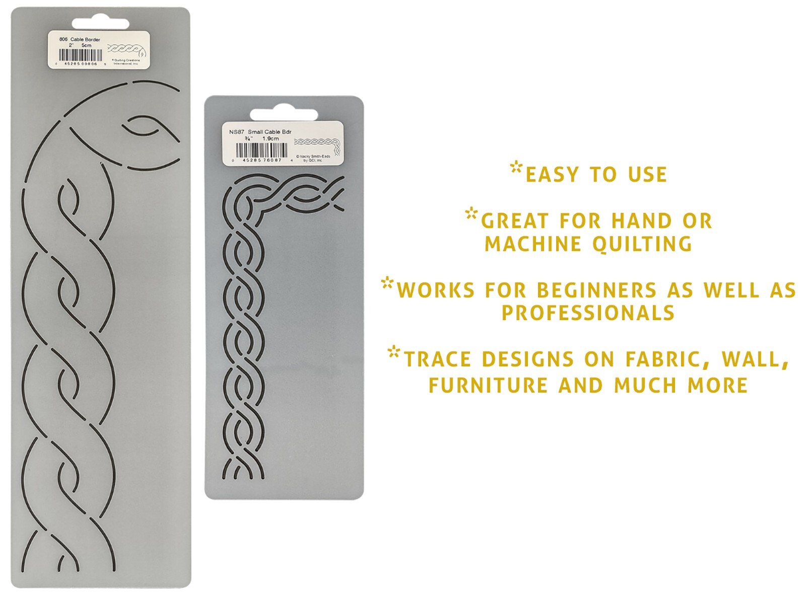 Quilting Stencils Cable Border w/ Corner Knot Quilt Design Quilters Template Set