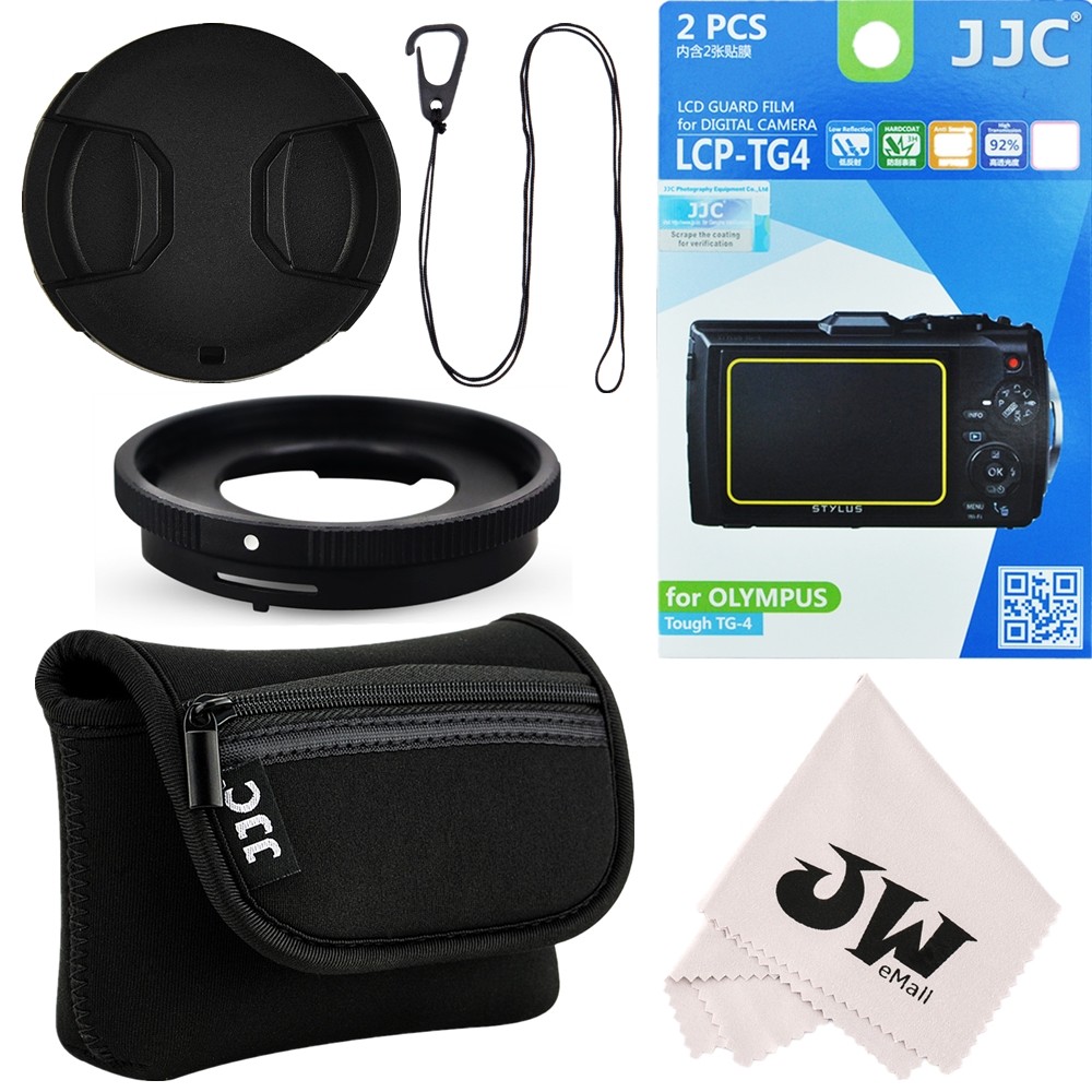 6in1 Lens Adapter+Camera Pouch+Screen Protector for Olympus TG-6 TG-5 TG-4 TG-3