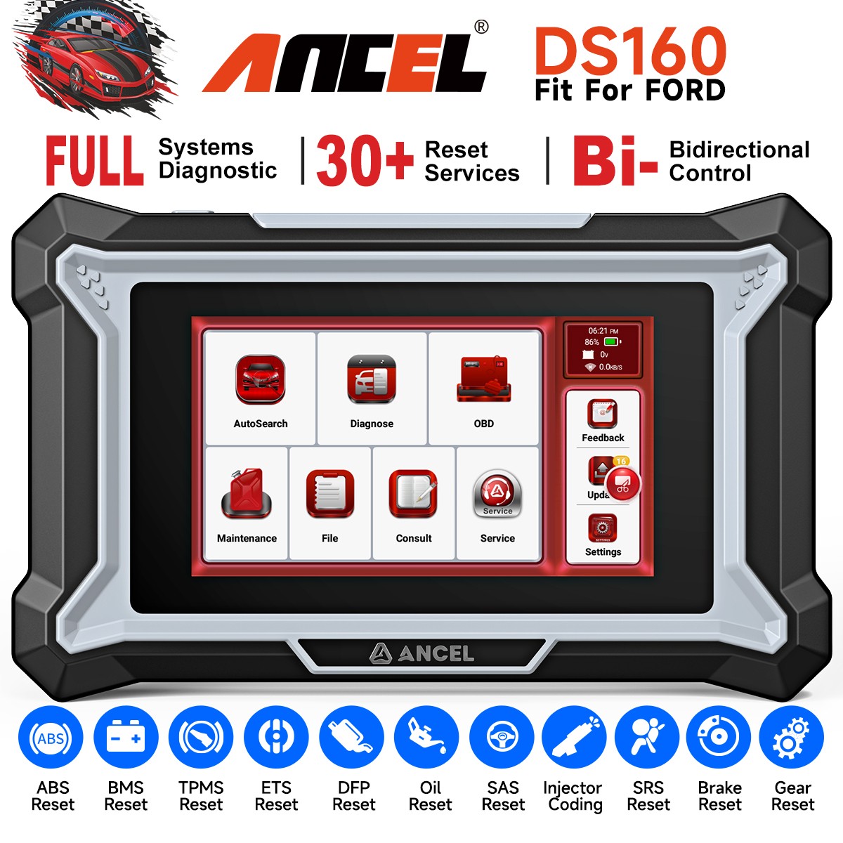 For Ford Mercury Lincoln Bidirectional OBD2 Diagnostic Scanner ECU Coding DPF