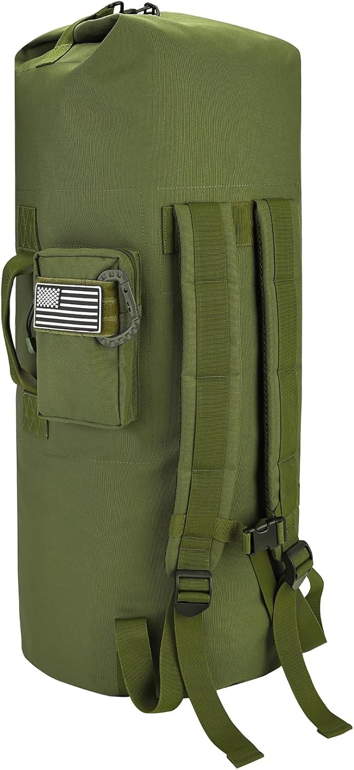 Military Duffle Bag, 110L Extra Large Sea Bag with Backpack Straps Heavy Duty A