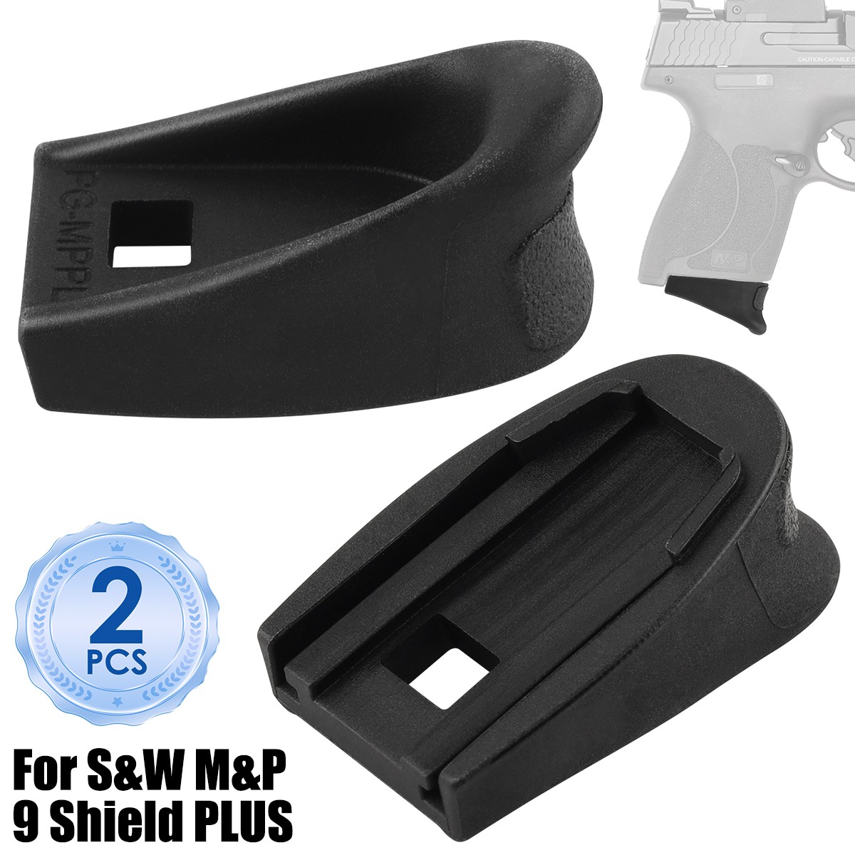 2 PCS For S&W M&P 9 Shield PLUS (9MM) Mag azine Grip Extension Mag Ext PG-MPPL
