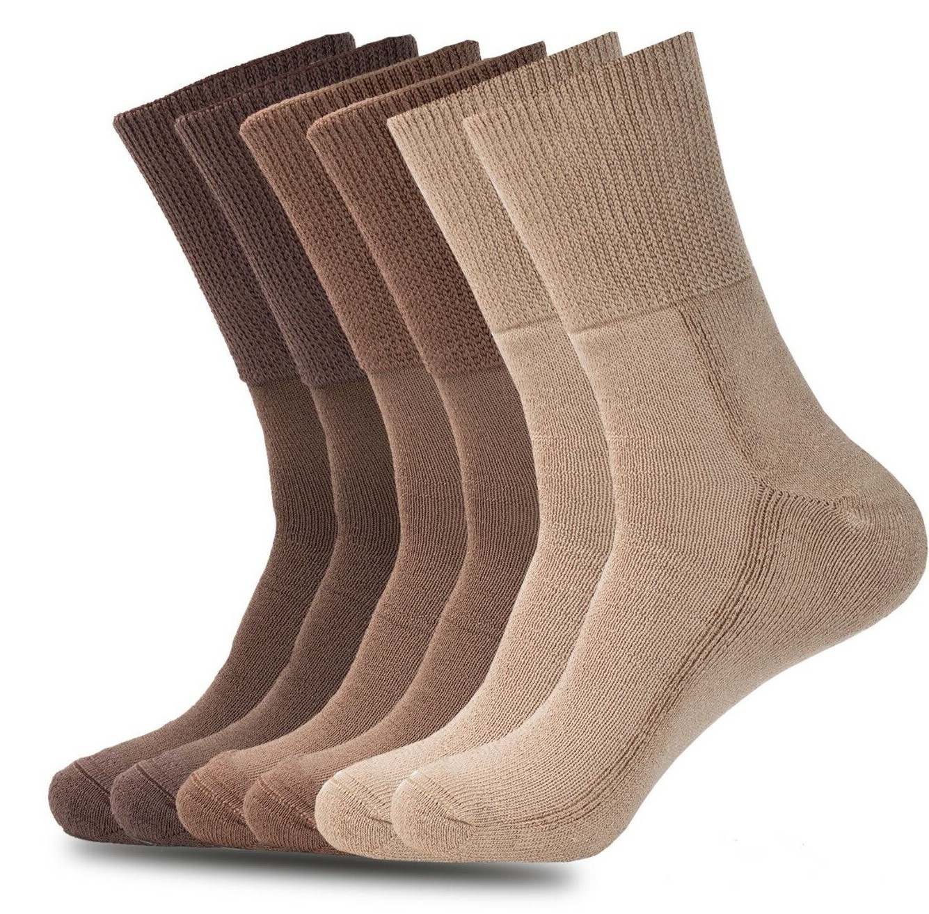 6 Pairs Diabetic Crew Socks Non-Binding Neuropathy Organic Cotton Bamboo Blend