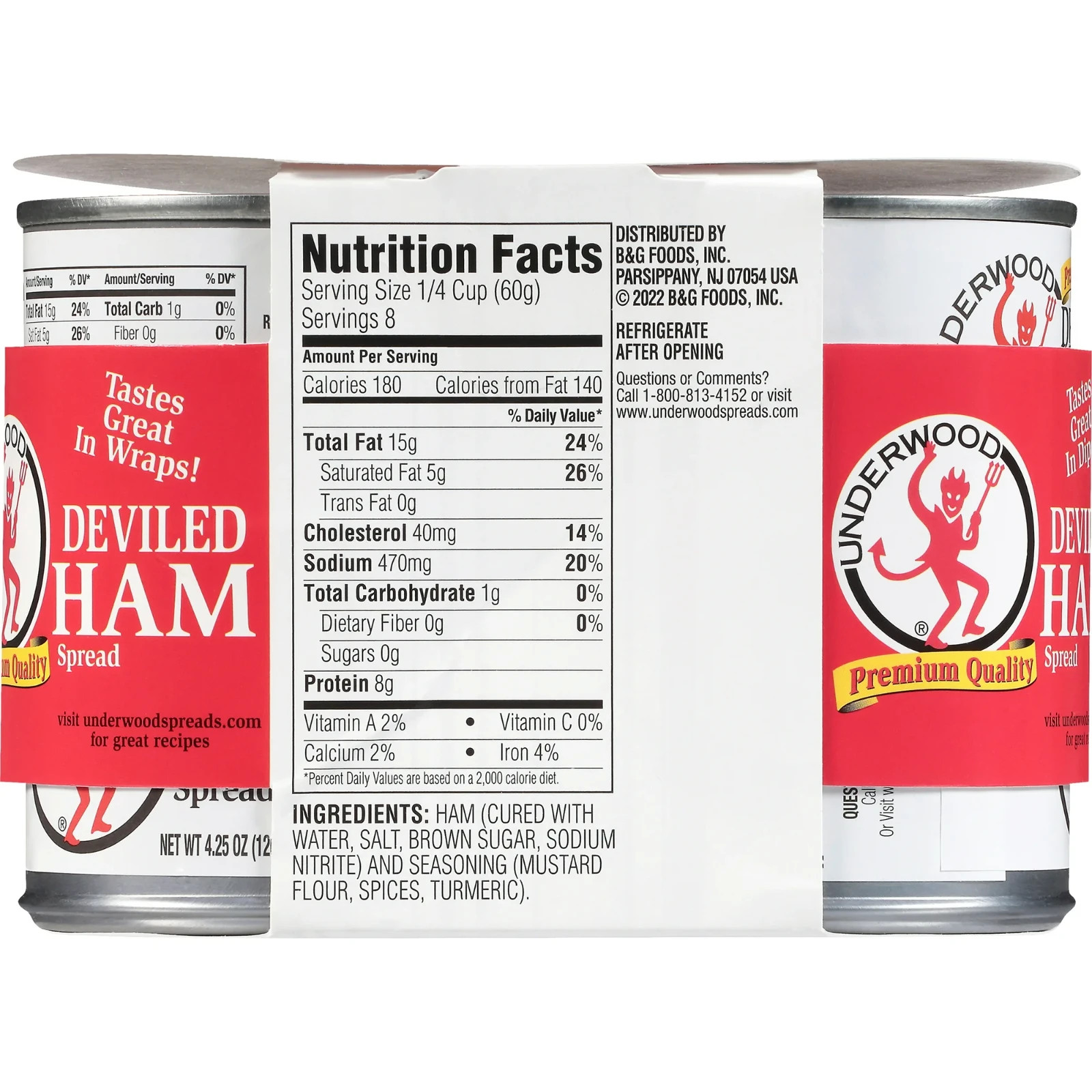 Underwood Deviled Ham Spread, 4.25 oz, 4 Count Cans