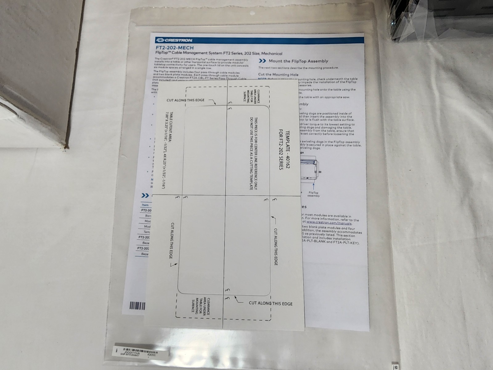 Crestron FT2-202-MECH-B FlipTop Cable Management System