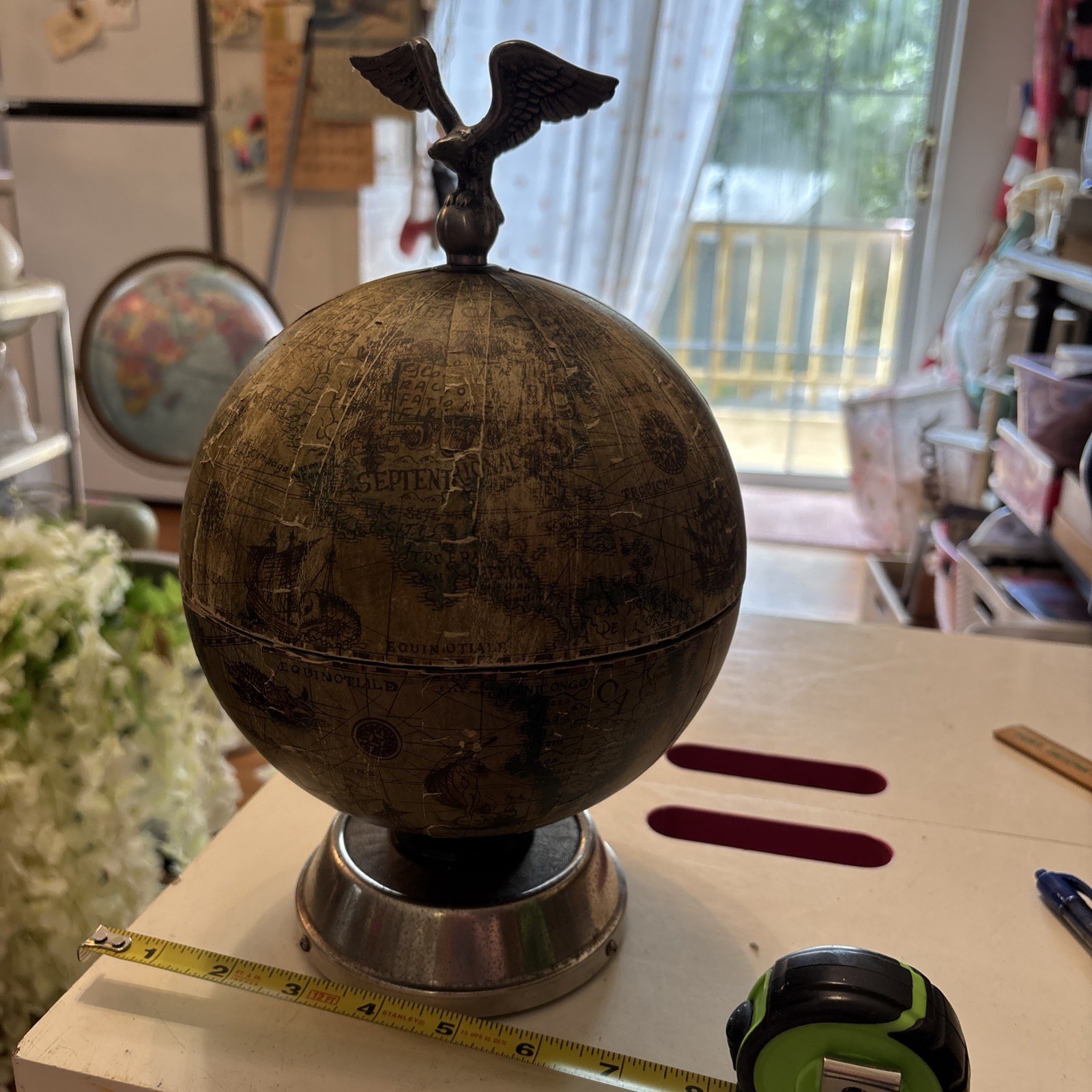 Vintage World Globe Table Bar Cart Vintage Map Travel Library Decor Celestial