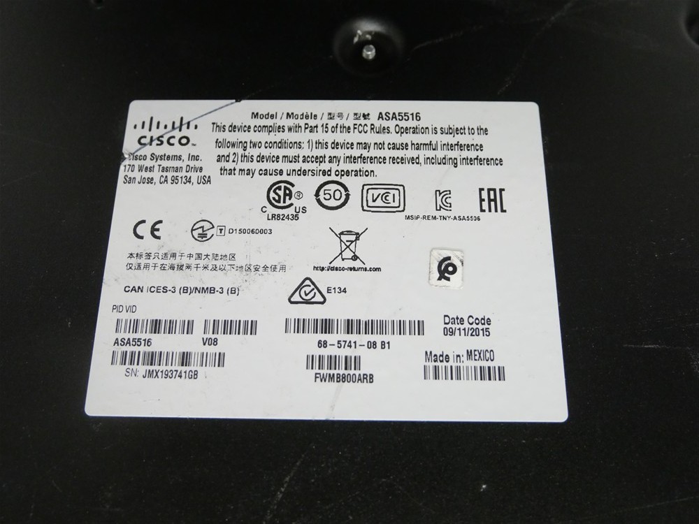 Cisco ASA 5516-X Firewall Security Appliance V08 SEE DESCRIPTION - for Details