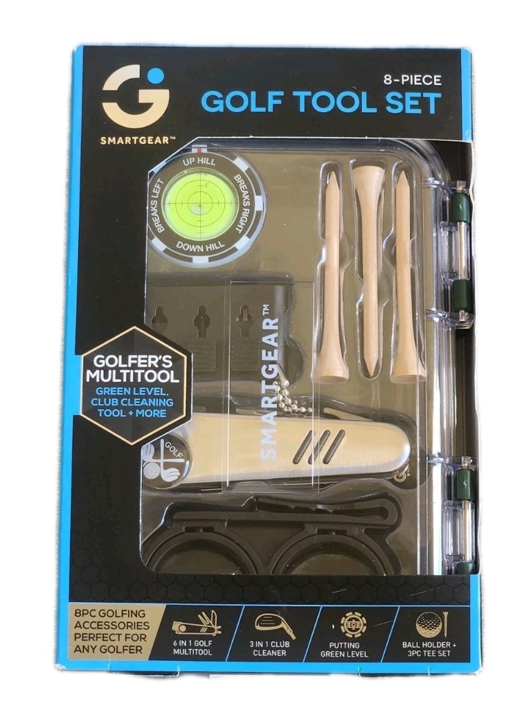 NIB! Smartgear 8 Piece Golf Tool Set, Multitool, Green Level, Club Cleaning