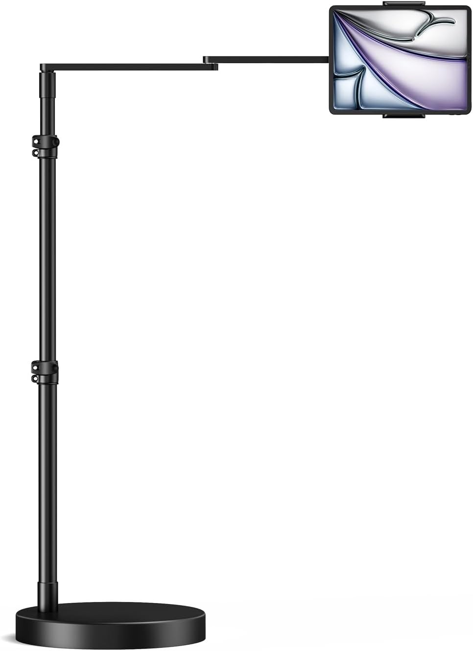 elitehood Adjustable Tablet Floor Stand with Heavy Duty Base, 24in Horizontal Lo