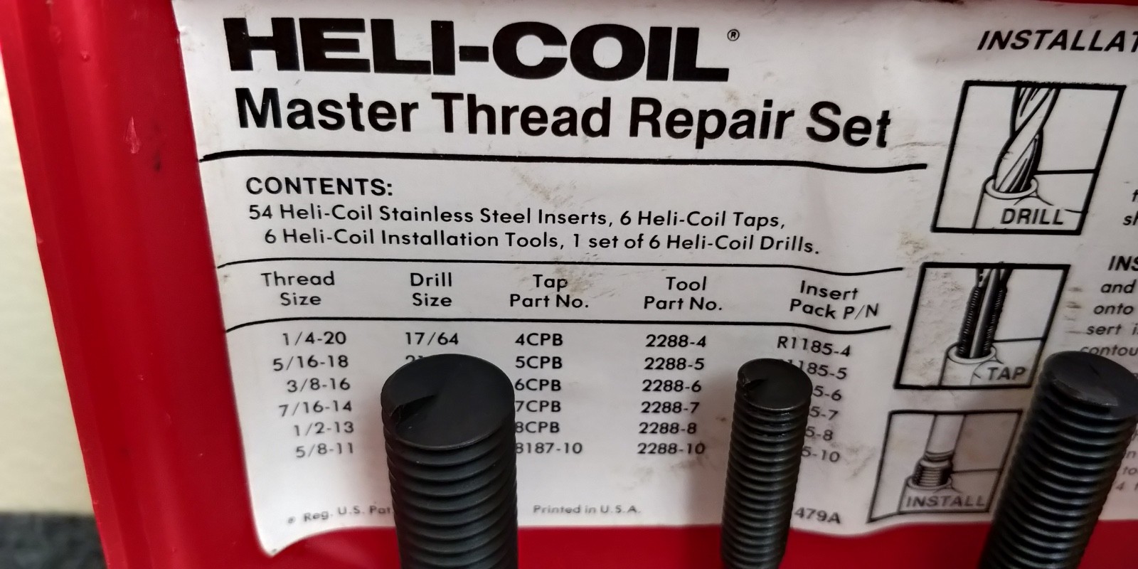 Helicoil No. 4934 Master Thread Repair Set