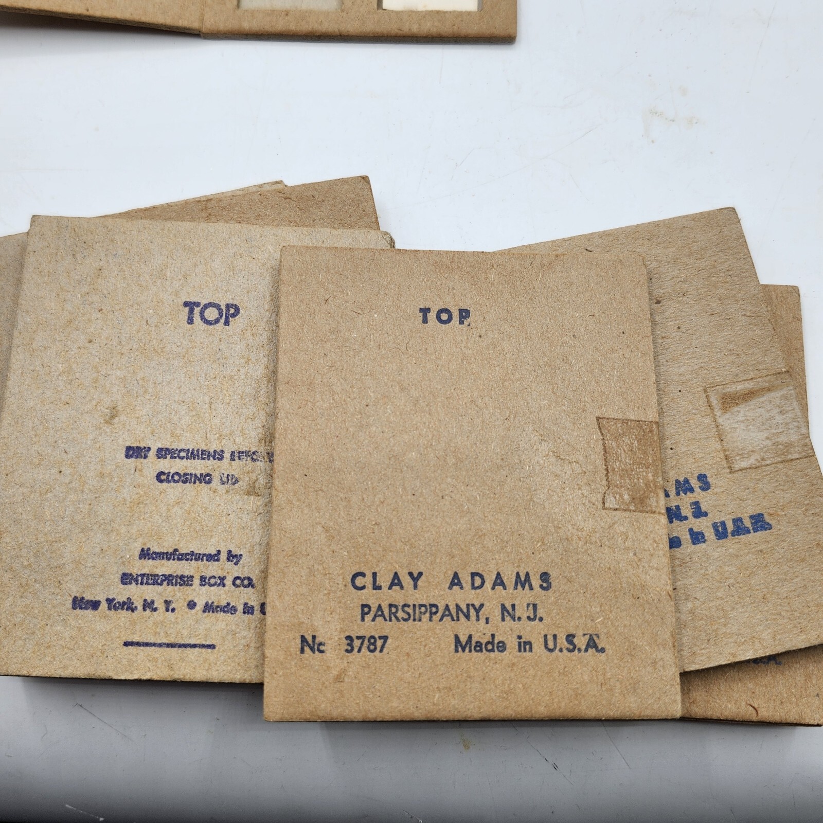 15 slides Vintage Clay Adams Microscope Slide Boxes Glass case