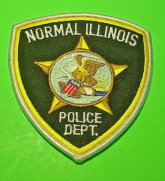NORMAL  ILLINOIS  IL ( SILVER BORDER ) 4 3/8"  POLICE PATCH  FREE SHIPPING!!!