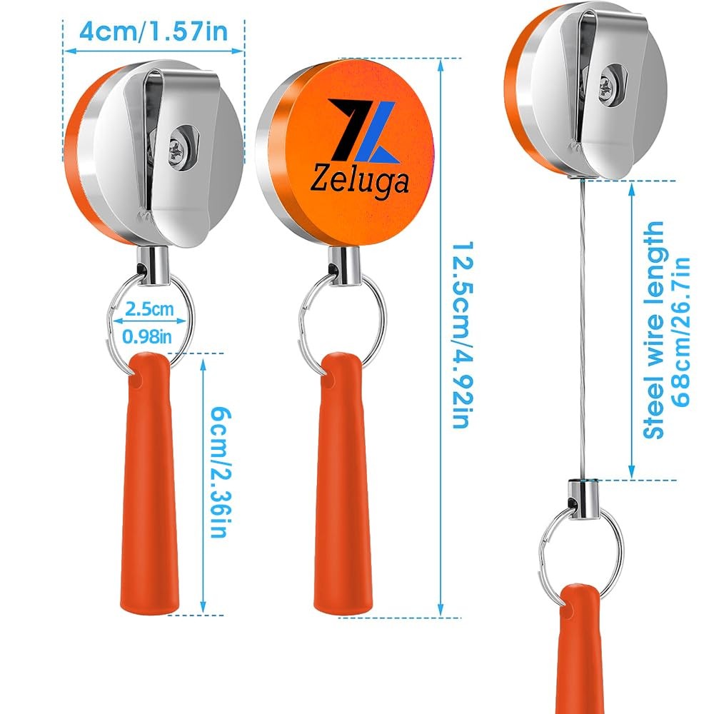 25-514 6Pcs Retractable Pull Pen Pencil Holder with 26'' Steel Pull Wire, Elasti
