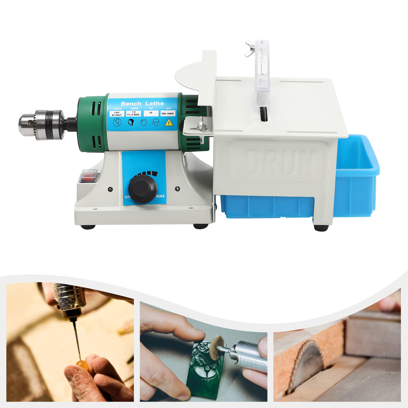 750W Multifunctional Bench Grinder, 110V Rock Polisher, 5-in-1 Bench Grinder Kit