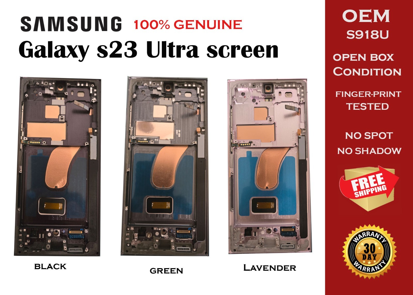 Samsung Galaxy S23 Ultra 5G OEM Genuine Dynamic AMOLED 2X OLED Screen with Frame
