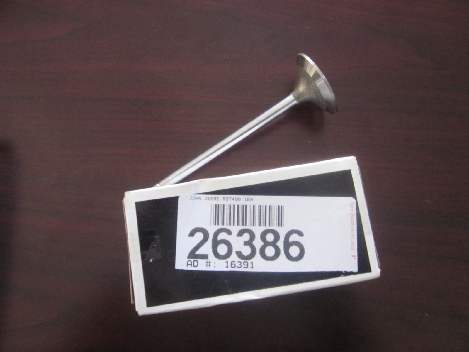 John Deere # R97490 VALVE,INTAKE,.015 OVERSIZE (NEW)