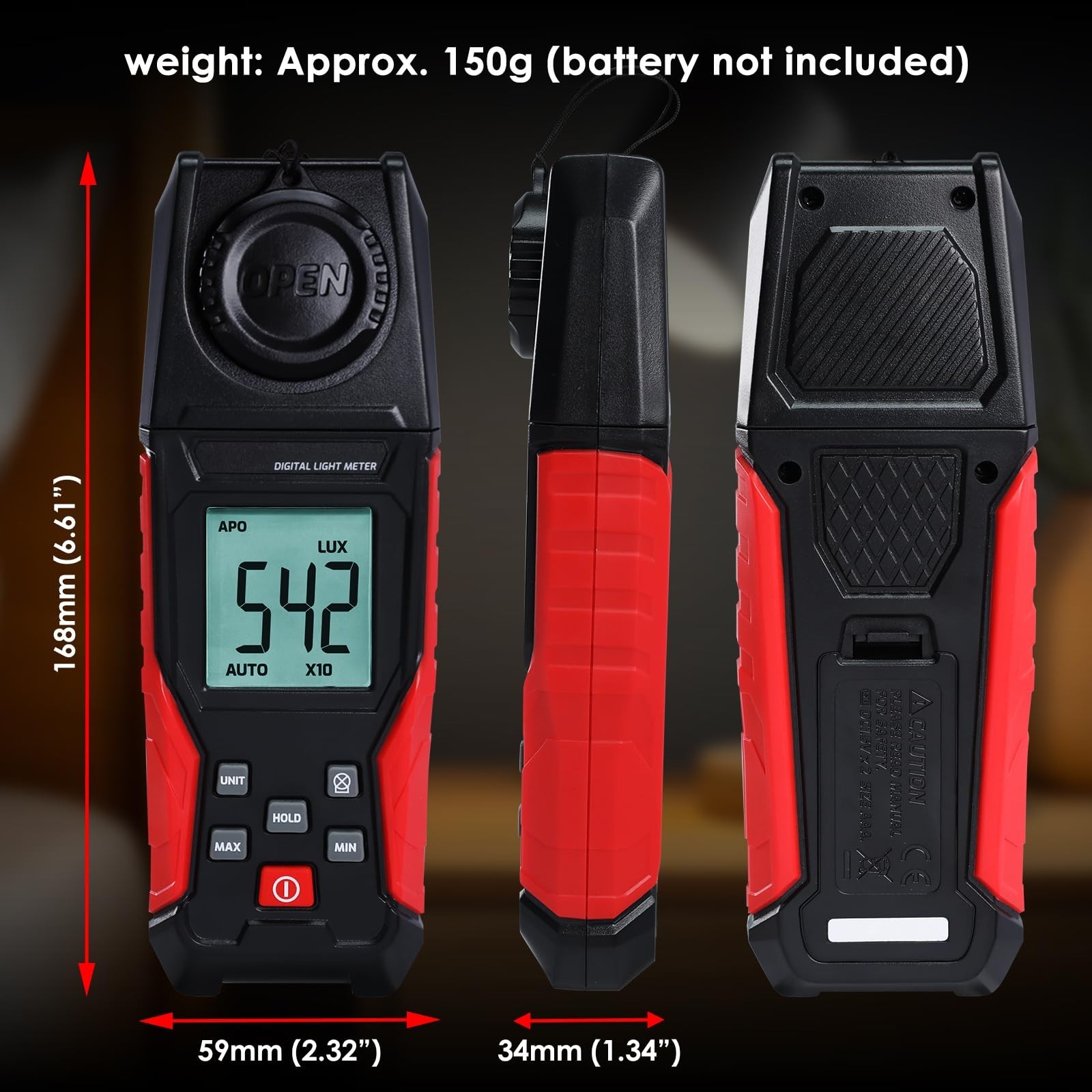 Light Meter Digital Illuminance Light Lux Meter Handheld with Large LCD Displ...