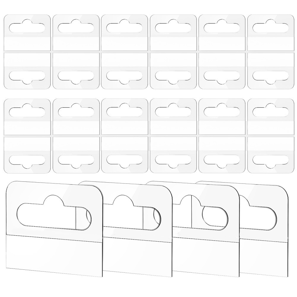100Pcs Clear PVC Reusable Hanging Tabs Self Adhesive for Retail Shelving Use