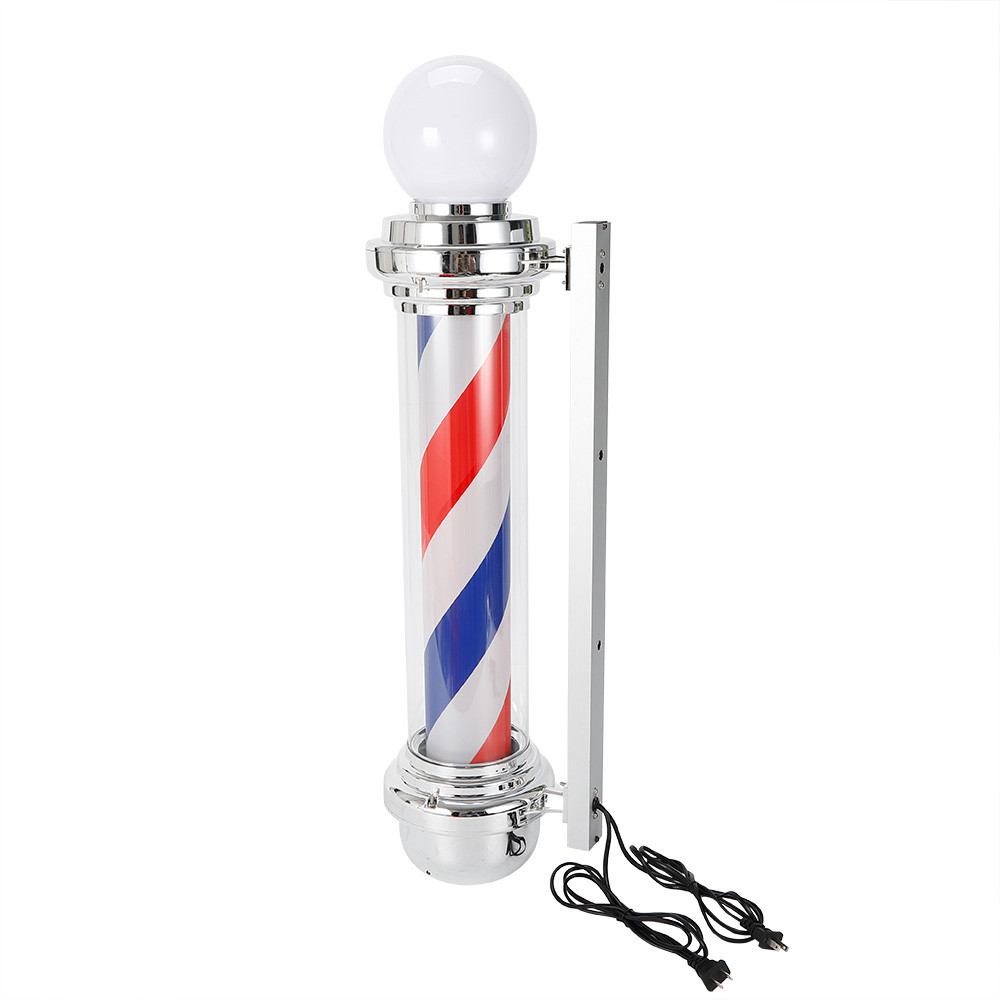 Barber Shop Pole Rotating Light LED Stripes Sign Lamp Hair Salon Red White Blue