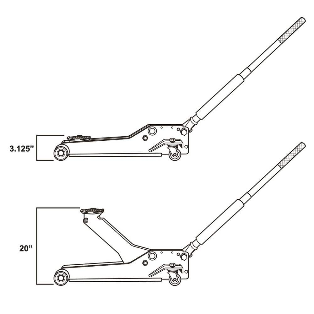 Low Profile Floor Jack w/ Speedy Lift 3-Ton Dual Pump Design Rust Resistant Tool