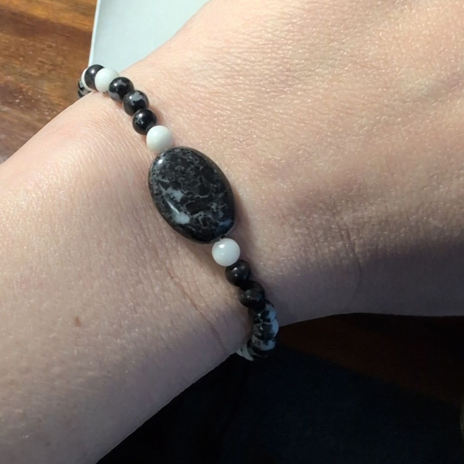 Natural Gemstone Zebra Jasper Stretch Bracelet