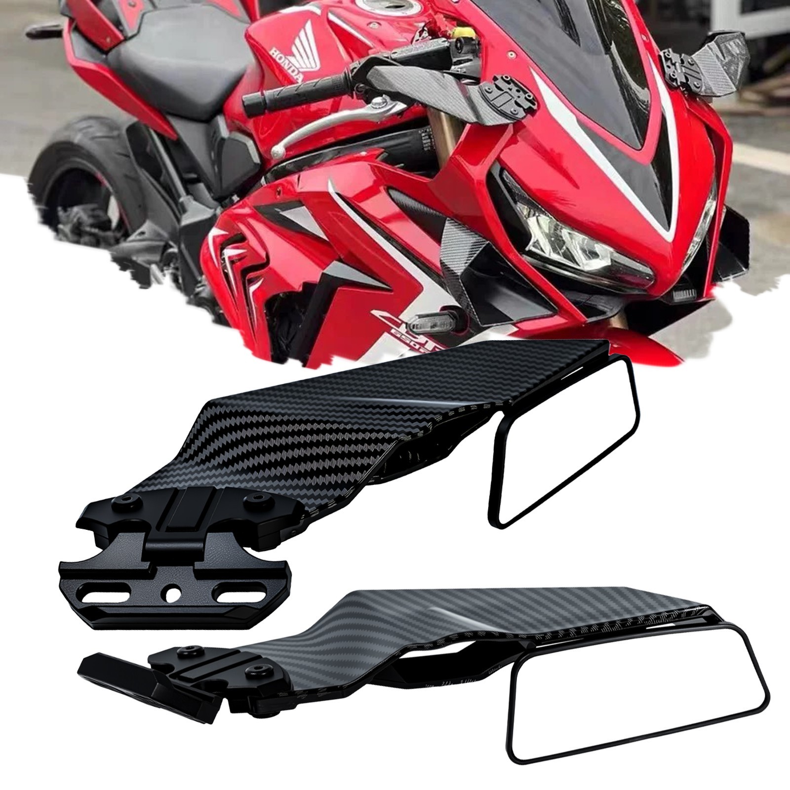 Wind Wing Rearview Side Mirrors for Honda CBR650R Kawasaki ZX6R Yamaha YZF R1 R3