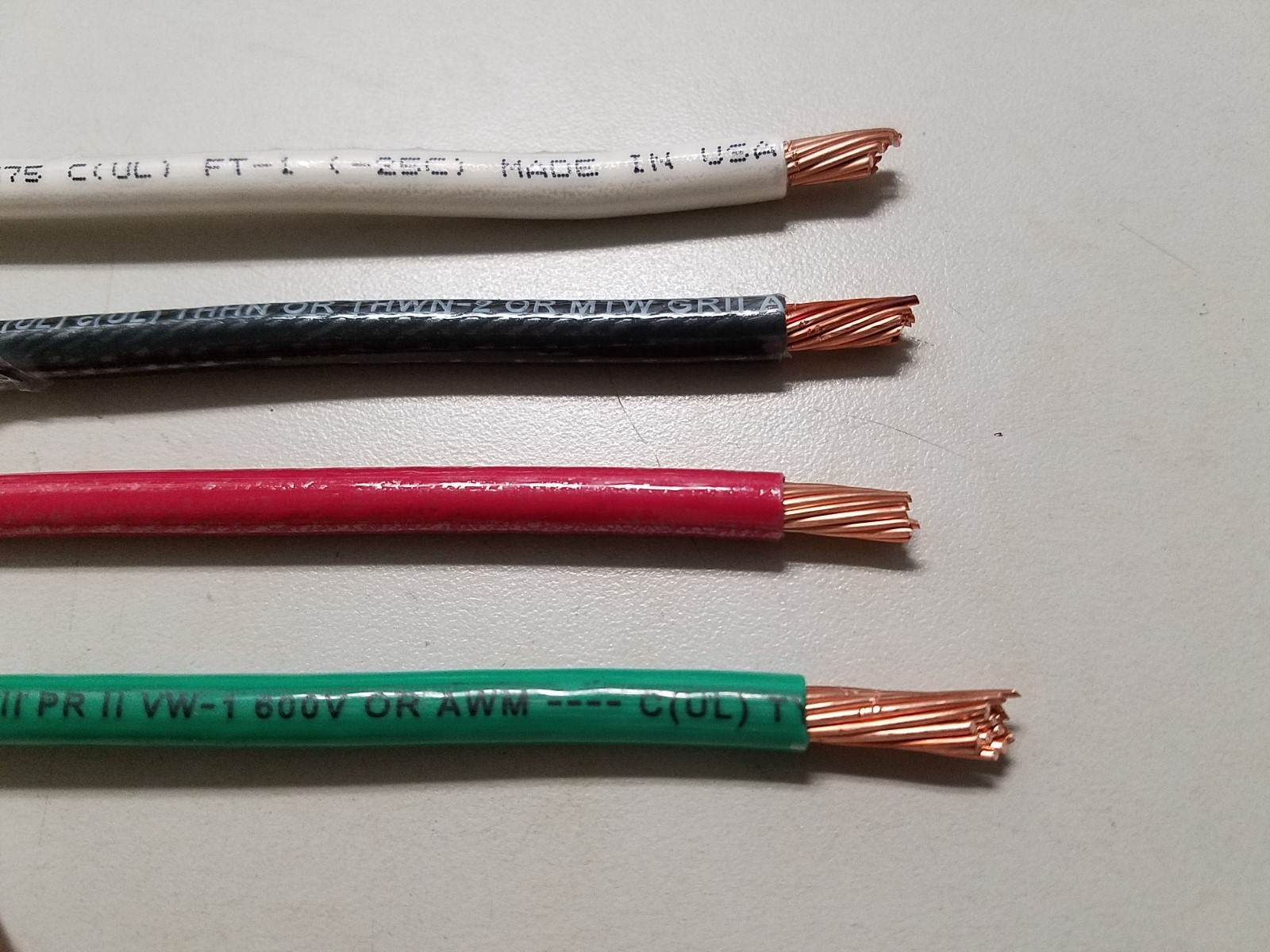 33' EA THHN THWN 6 AWG GAUGE BLACK WHITE RED GREEN STRANDED COPPER  WIRE