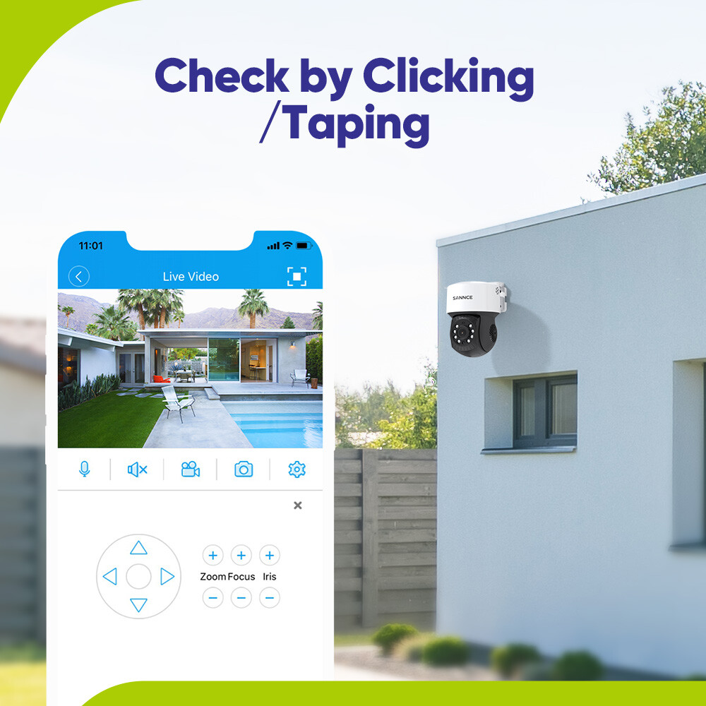 SANNCE 1080P Outdoor Security Camera Outdoor Night Vision 360°Pan Tilt APP Contr