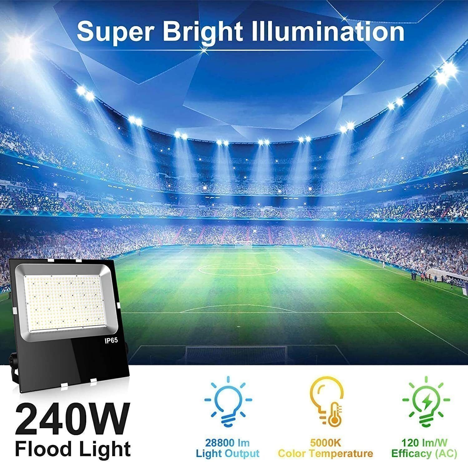 240W LED Flood Light Outdoor Yard Garden Security Area Spotlight Lighting 5000K