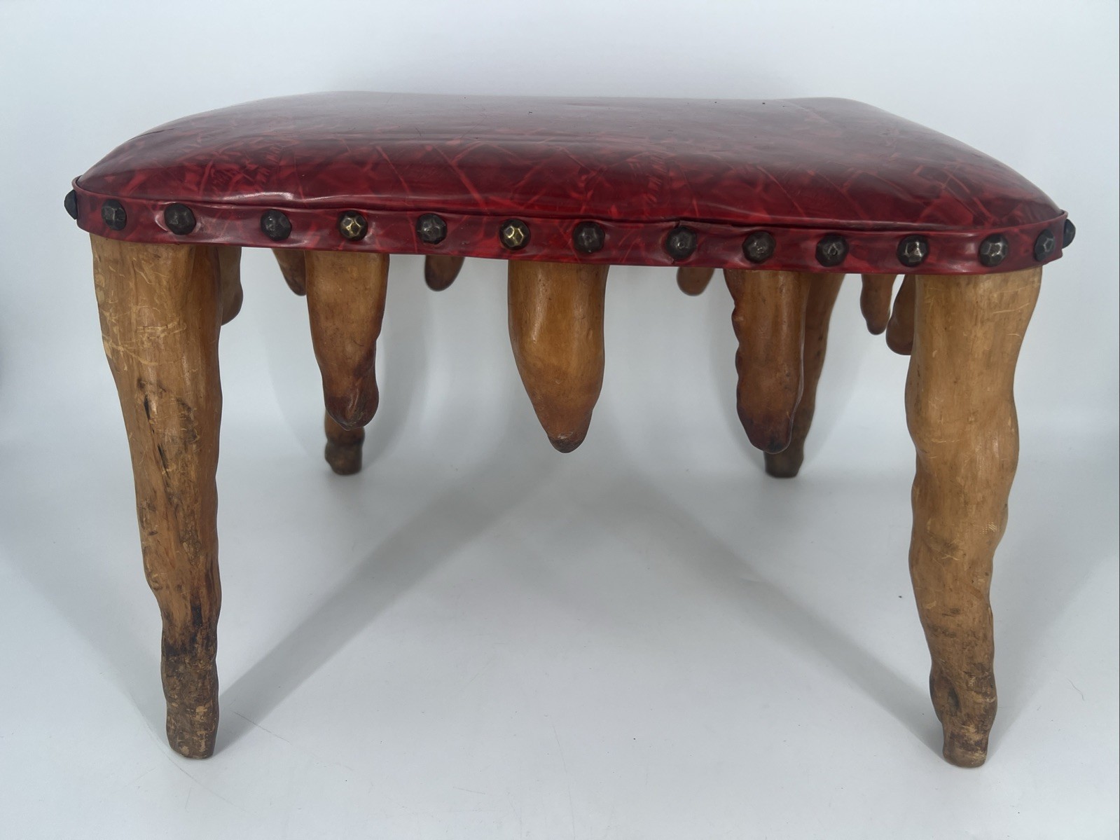 Vintage Cyprus Wood Arts & Crafts Foot Stool Bench Rest Driftwood 16x12x11 Tall