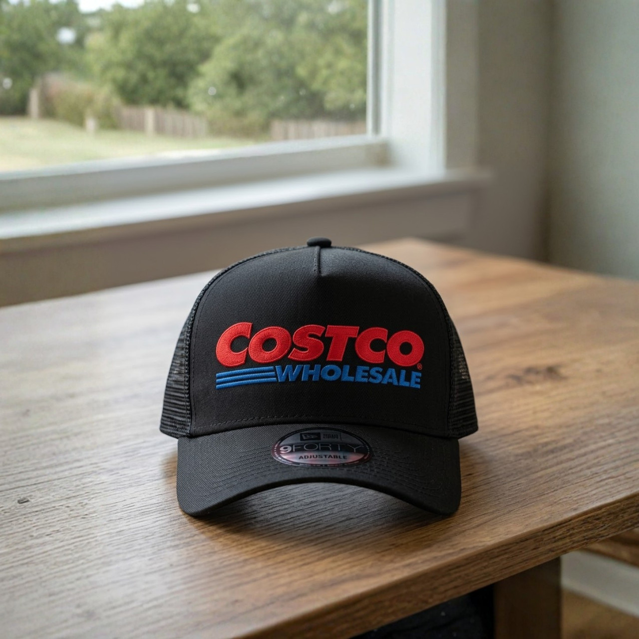 Costco Wholesale Embroidered Logo Black Trucker Hat Fan Gift Tech Mesh Back Cap