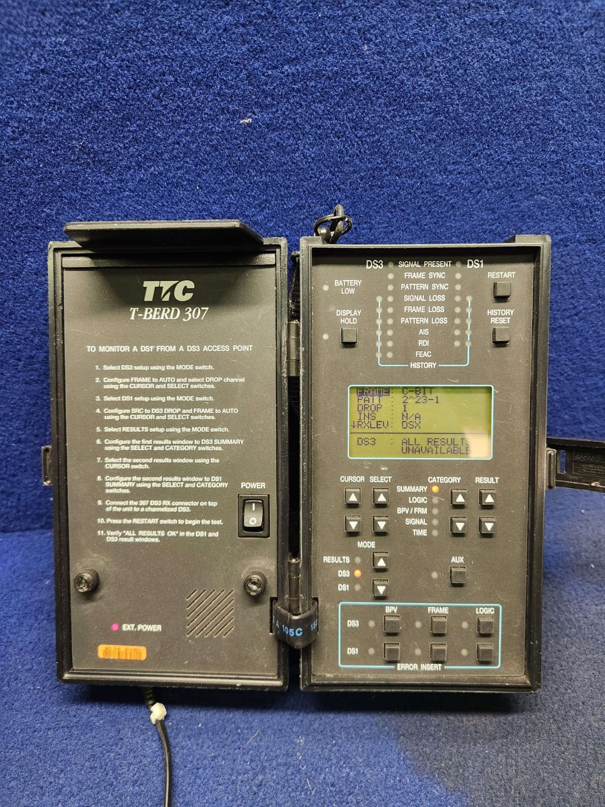 TTC T-BERD 307 Handheld Tester T-Carrier Analyzer w/ Power adapter