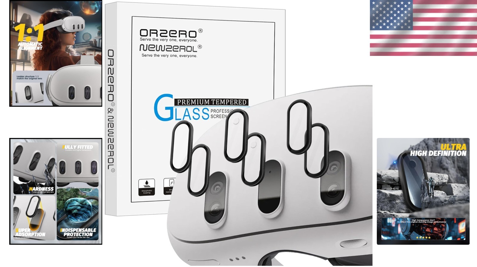 High Definition Camera Lens Protection for Quest 3 - 2 Sets with Cleaning Kit