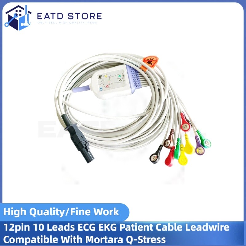 12pin 10 Leads ECG EKG Patient Cable Leadwire Compatible With Mortara Q-Stress