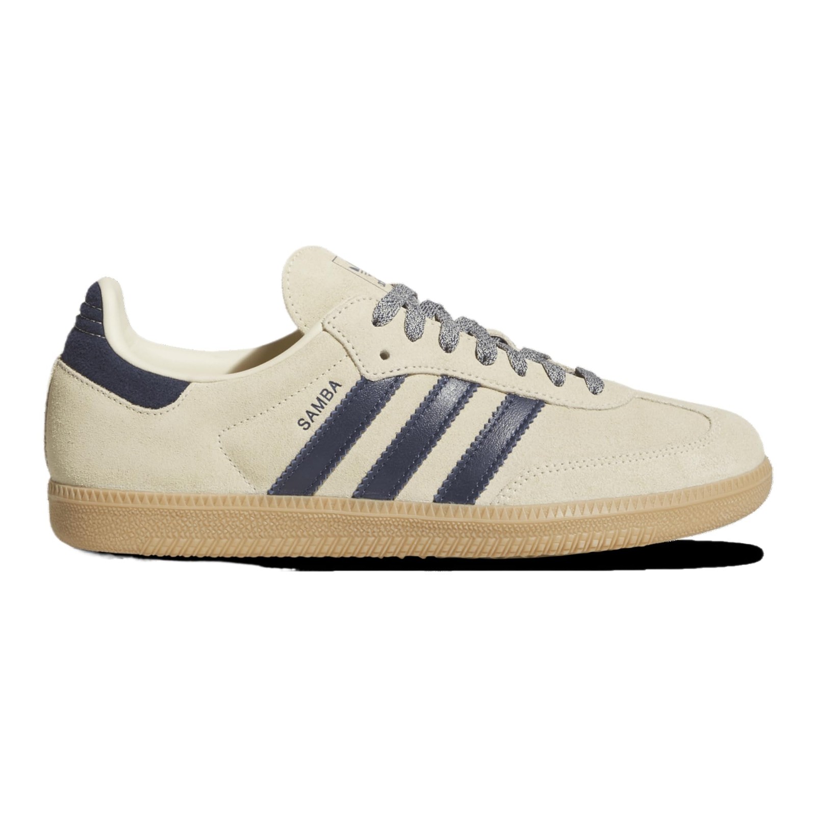 Adidas Originals Samba OG Mens Retro Leather Sneaker - Indigo/Gold/Warm Vanilla