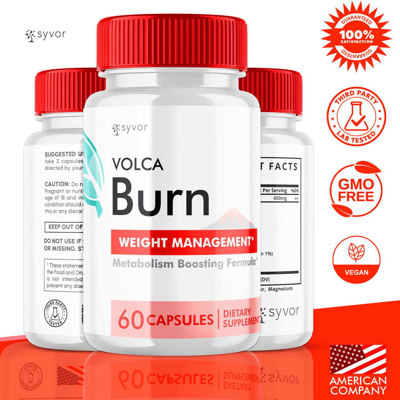 Volca Burn Advanced Formula Natural Energy & Workout Support Supplement 120 Caps