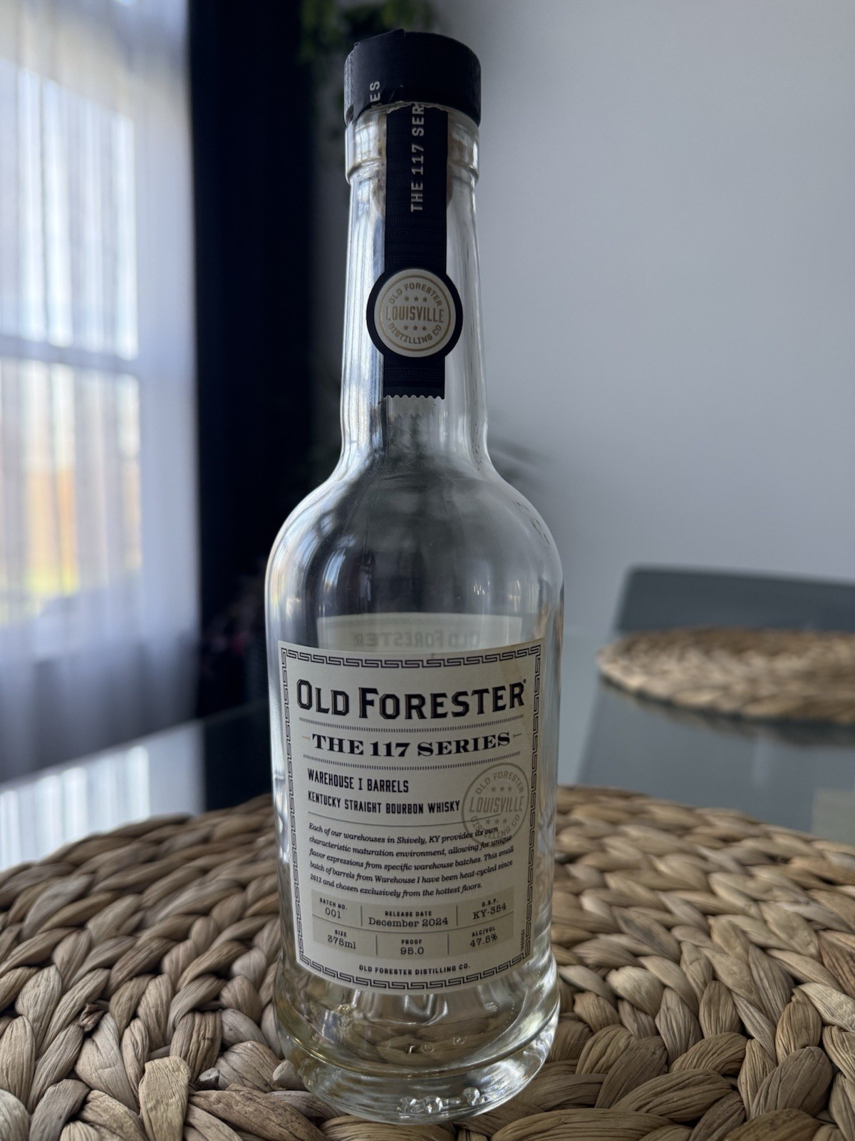 Old Forester The 117 Series WAREHOUSE I BARRELS 750ml EMPTY unrised Bottle