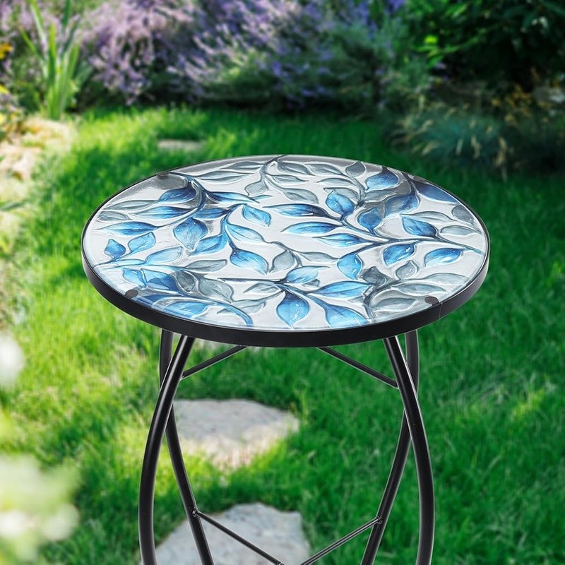 Outdoor Side Table Decorative Patio Table Sturdy Metal Easy Assembly Rust Proof