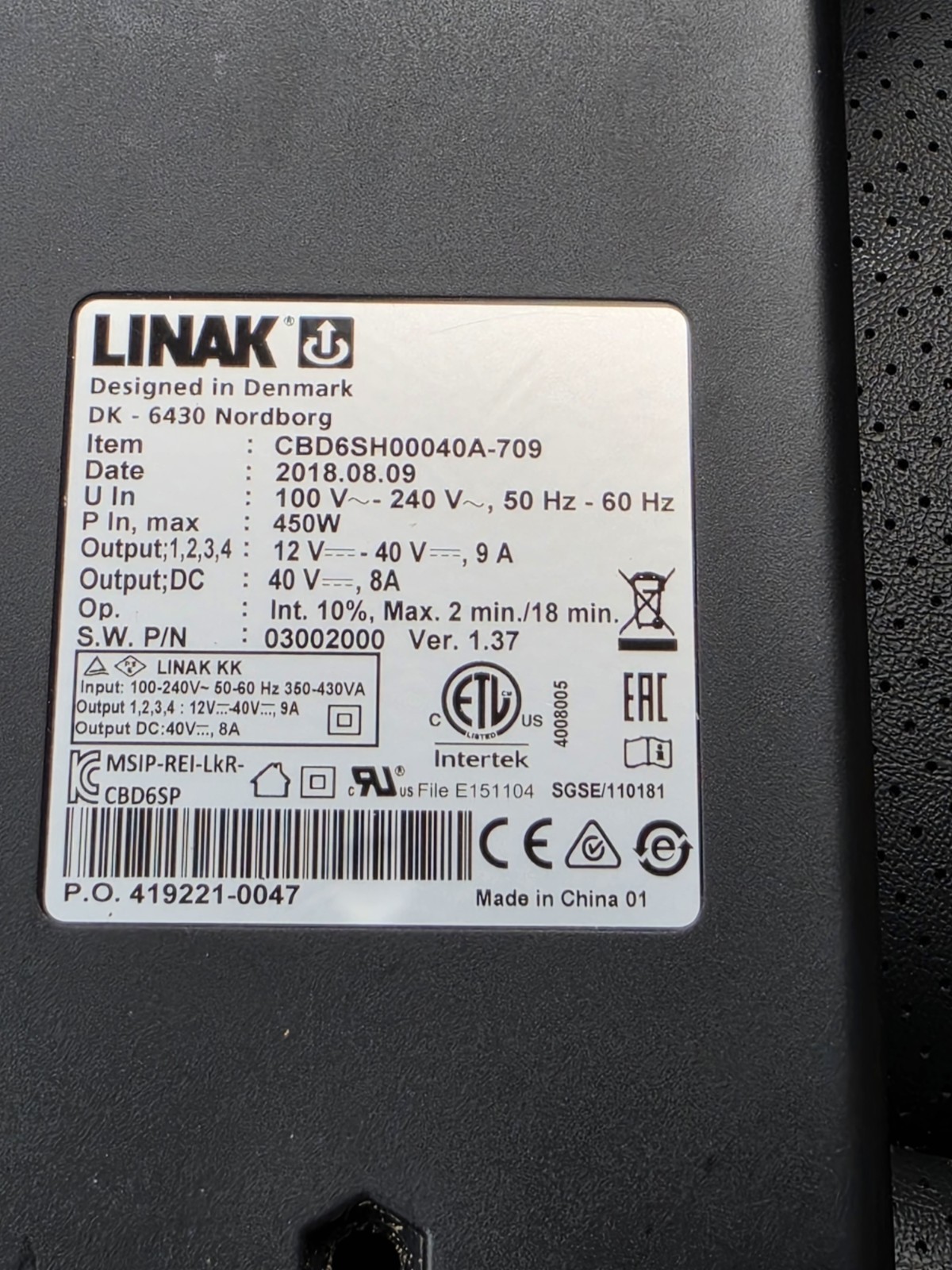 Linak CBD6SH00040A-709 Control Box For Linear Actuator Systems Same As Pictures