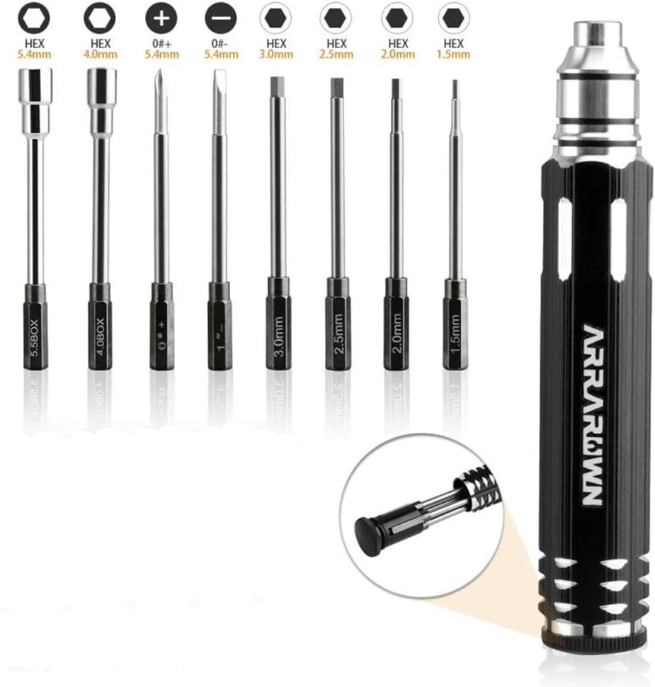 8IN1 RC Repair Tool Kit Hex Hexagon Screwdrivers Set for RC Drone Helicopter Car