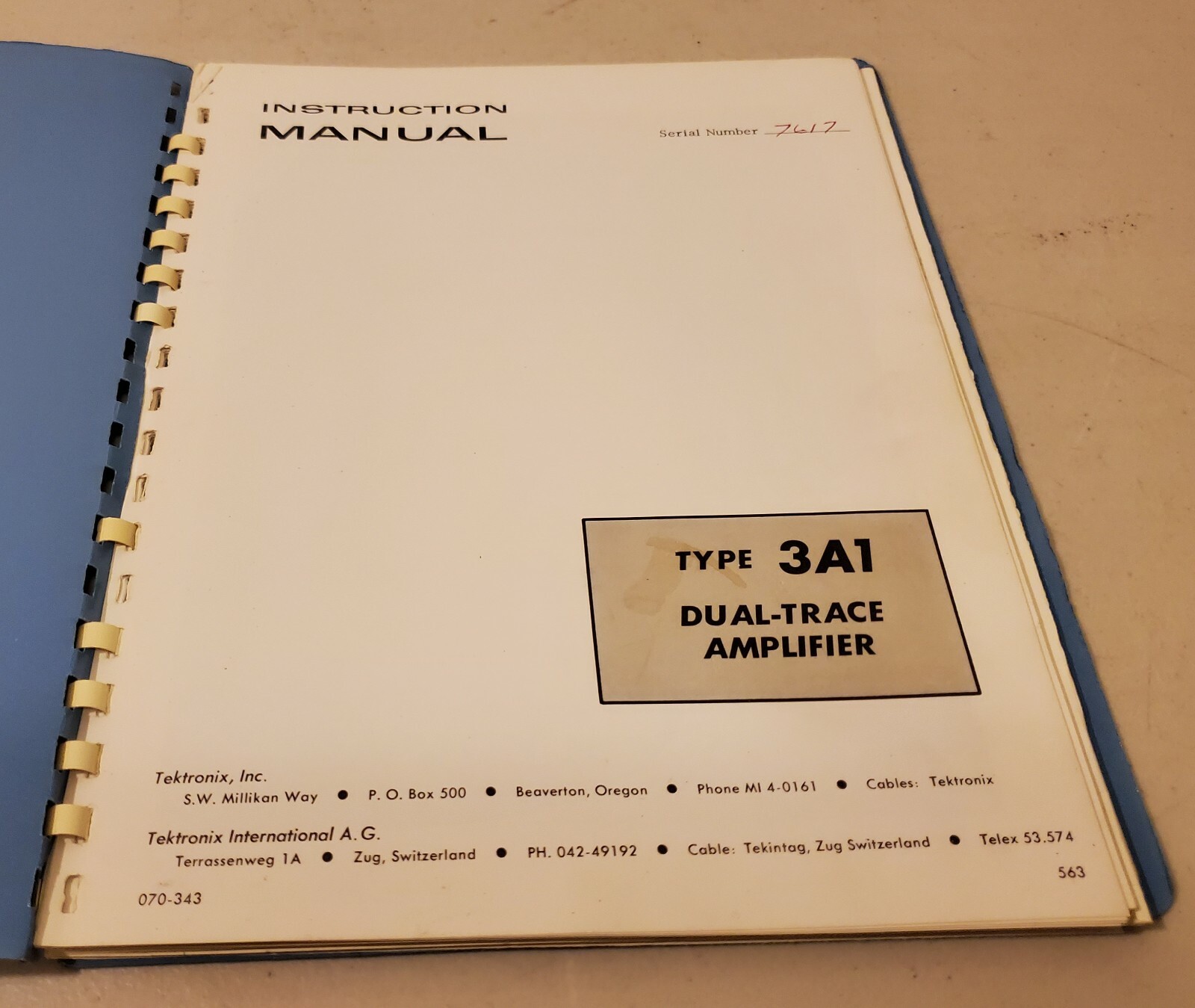 Tektronix - Type 3A1 - Dual Trace Amplifier - Instruction Manual