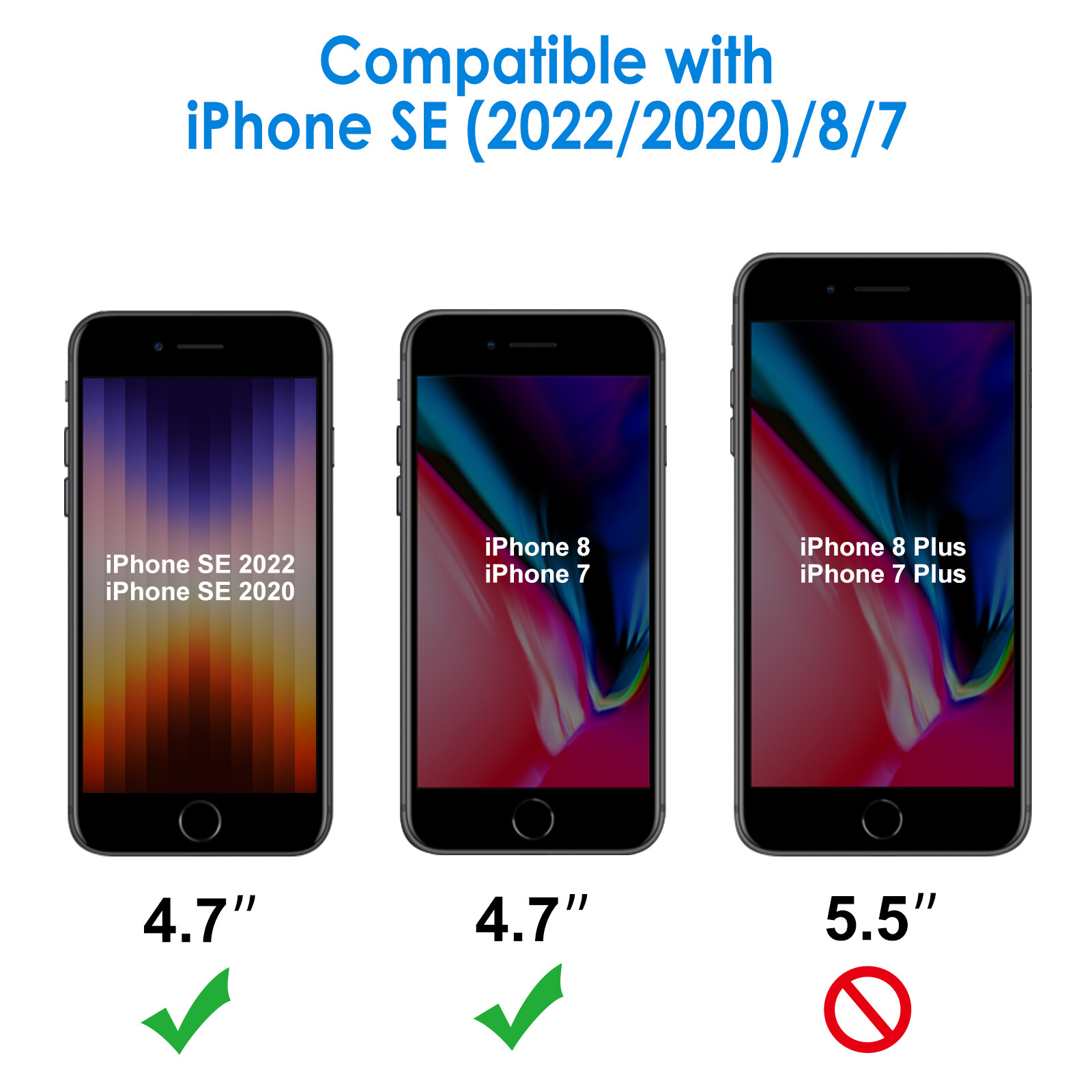 Privacy Screen Protector for iPhone SE 3/2 2022/2020, iPhone 8/iPhone 7, 2-Pack