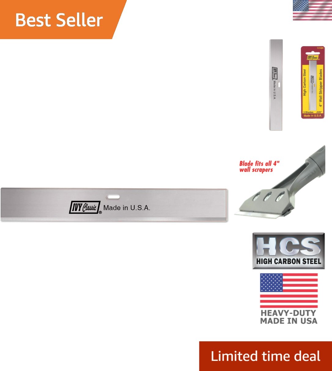 Durable 5-Pack 4" Wall Scraper Blades - Ideal for Paint and Wallpaper Stripping