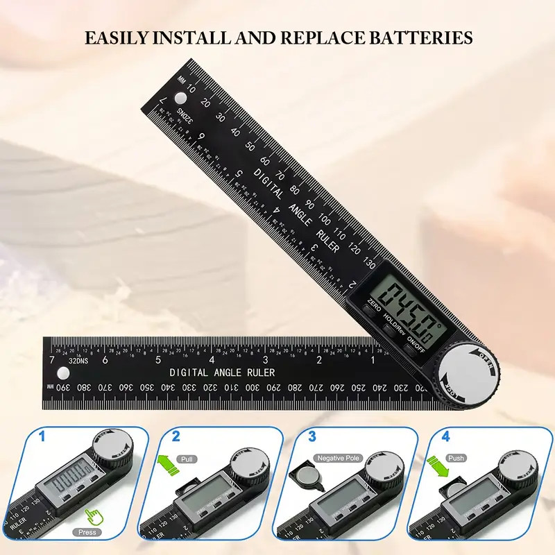 Digital Angle Finder Protractor 200/8 In Measuring Ruler with LCD Display